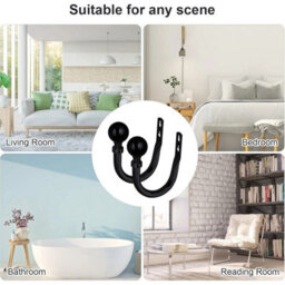 Oxford Homeware Satin Matte Black Effect Curtain Hold Back With Metal Ball Finials Heavy Duty Durable Wall Tie Backs Pair - thumbnail 7