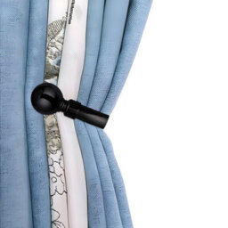 Oxford Homeware Satin Matte Black Effect Curtain Hold Back With Metal Ball Finials Heavy Duty Durable Wall Tie Backs Pair - thumbnail 9