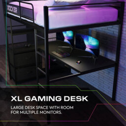 X Rocker Battlebunk Xl Rgb Led Double High Sleeper Gaming Bunk Bed With Desk - Black - thumbnail 5