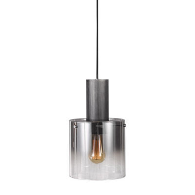 Luminosa Lighting Luminosa Modern Hanging Pendant Black, Smoky 1 Light  With Glass Shade, E27 - image 1