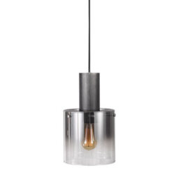Luminosa Lighting Luminosa Modern Hanging Pendant Black, Smoky 1 Light  With Glass Shade, E27 - thumbnail 1