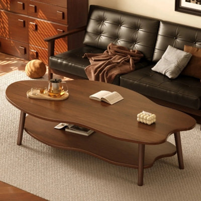 2 Layer Coffee Table Cloud Shape Tea Table Modern Living Room Desk Shelf 80Cm - image 1
