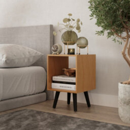 Urbn-Living Urbnliving 30Cm Height Beech Wooden Storage Cube Bookcase Scandinavian Style Black Legs Living Room Bedroom - thumbnail 3
