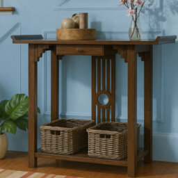 Rafaelo Mobilia Bamboo Slim Console Table With Shelf And Drawer - thumbnail 5