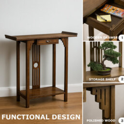 Rafaelo Mobilia Bamboo Slim Console Table With Shelf And Drawer - thumbnail 6