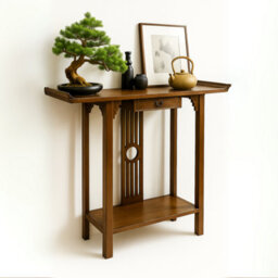 Rafaelo Mobilia Bamboo Slim Console Table With Shelf And Drawer - thumbnail 2