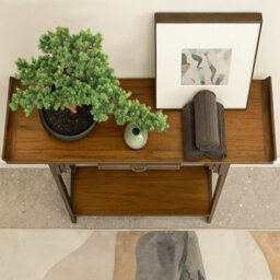 Rafaelo Mobilia Bamboo Slim Console Table With Shelf And Drawer - thumbnail 3
