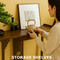 Rafaelo Mobilia Bamboo Slim Console Table With Shelf And Drawer - thumbnail 8