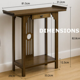 Rafaelo Mobilia Bamboo Slim Console Table With Shelf And Drawer - thumbnail 9