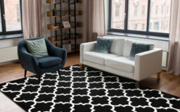 RugsX Carpet Bcf Morad Trelis Trelis Moroccan - Black 160X220 Cm - thumbnail 4
