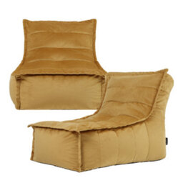 icon Dolce Large Beanbag Lounger Velvet Ochre Yellow Set Of 2
