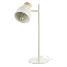 Happy Homewares Muted Dove Grey Scandinavian Designed Table Desk Lamp With Wooden Trim - thumbnail 3