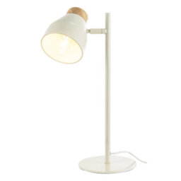 Happy Homewares Muted Dove Grey Scandinavian Designed Table Desk Lamp With Wooden Trim - thumbnail 2