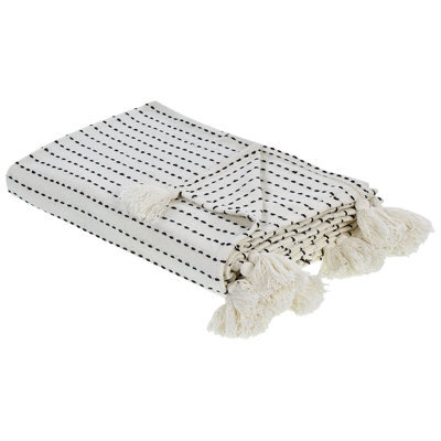 Beliani Bedspread Modar Cotton 150 X 200 Cm Off-White - image 1