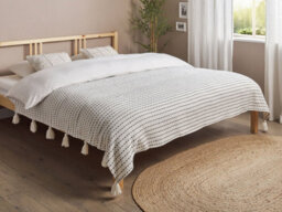 Beliani Bedspread Modar Cotton 150 X 200 Cm Off-White - thumbnail 2