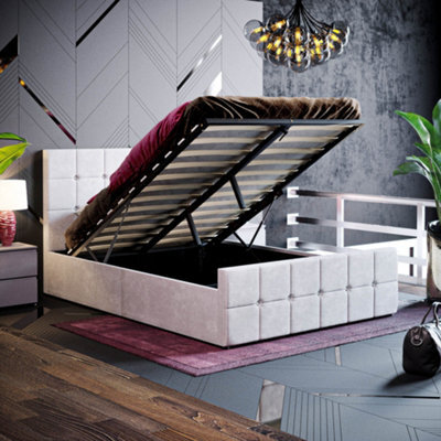 Lassic Vida Designs Valentina Light Grey Velvet Ukfr 4Ft6 Double Ottoman Bed Frame, 190 X 135Cm - image 1