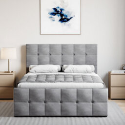 Lassic Vida Designs Valentina Light Grey Velvet Ukfr 4Ft6 Double Ottoman Bed Frame, 190 X 135Cm - thumbnail 6
