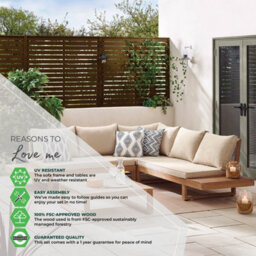 Furniturebox Brisa Wooden Garden Sofa Set - Solid Wood 6 Seat Corner L-Shaped Sofa & Coffee Table - Natural Patio Outdoor Sofa Set - thumbnail 8