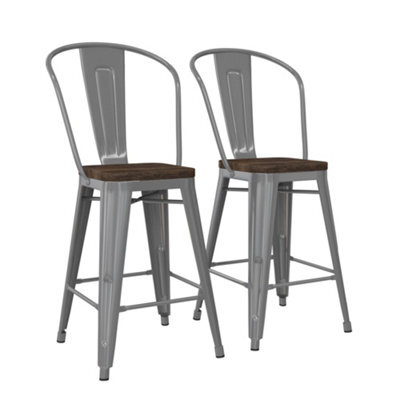 Dorel Luxor Counter Stool In Metal Silver, 2 Pieces - image 1