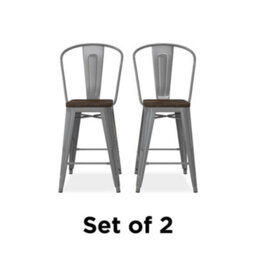 Dorel Luxor Counter Stool In Metal Silver, 2 Pieces - thumbnail 3