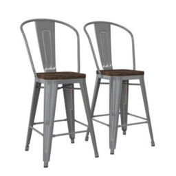 Dorel Luxor Counter Stool In Metal Silver, 2 Pieces - thumbnail 1
