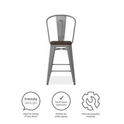 Dorel Luxor Counter Stool In Metal Silver, 2 Pieces - thumbnail 4