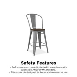 Dorel Luxor Counter Stool In Metal Silver, 2 Pieces - thumbnail 2