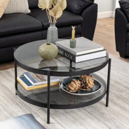 Furniture To Go Bayonne Round Coffee Table In Black With Smoked Glass Top - thumbnail 4