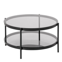 Furniture To Go Bayonne Round Coffee Table In Black With Smoked Glass Top - thumbnail 1
