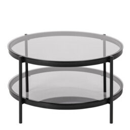 Furniture To Go Bayonne Round Coffee Table In Black With Smoked Glass Top - thumbnail 2