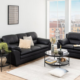 Furniture To Go Bayonne Round Coffee Table In Black With Smoked Glass Top - thumbnail 3