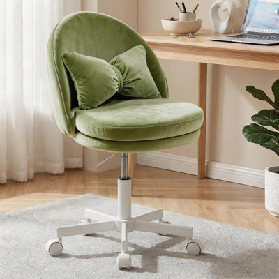 Luckracer Office Desk Chair Makeup Vanity Chair Swivel Height Adjustable Bedroom Dressing Table Chairs Green Velvet - image 1