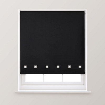 A.unique Home Premium Quality Trimmable Square Eyelet Window Roller Blind - 4Ft - Black - 120Cm (W) X 170Cm (L) - image 1