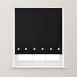 A.unique Home Premium Quality Trimmable Square Eyelet Window Roller Blind - 4Ft - Black - 120Cm (W) X 170Cm (L) - thumbnail 1