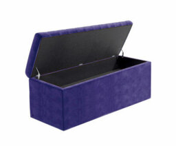 120Cm Large Plain Safar Storage Ottoman Box, Sapphire Blue Plush Velvet Upholstered Deep Storage Ottoman End Of Bed Bench - thumbnail 5
