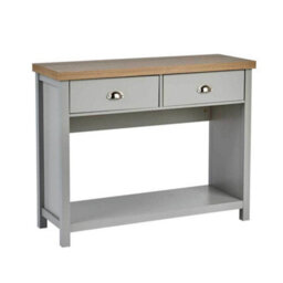 Home Source Avon 2 Drawer With Undershelf 36mm Thick Top Hallway Console Table Grey - thumbnail 7