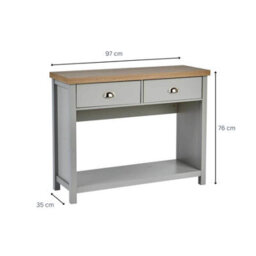 Home Source Avon 2 Drawer With Undershelf 36mm Thick Top Hallway Console Table Grey - thumbnail 9