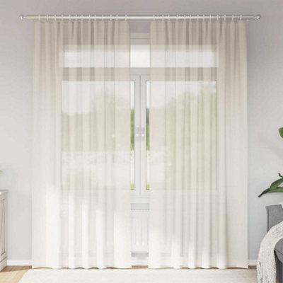 Berkfield Voile Curtains With Rod Pockets 2 Pcs Cream - image 1