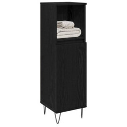 Berkfield Modern Bathroom Cabinet Black Oak 30X30X100 Cm Engineered Wood - thumbnail 3