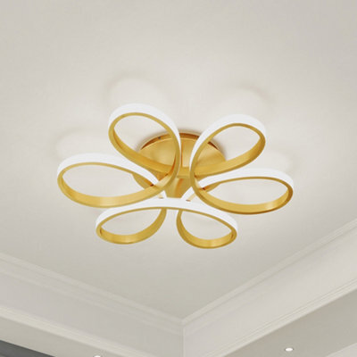Darphe Gold Modern Curved Acrylic Led Ceiling Light, 74Cm Semi-Flush Mount Fixture In Cool White - image 1