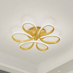 Darphe Gold Modern Curved Acrylic Led Ceiling Light, 74Cm Semi-Flush Mount Fixture In Cool White