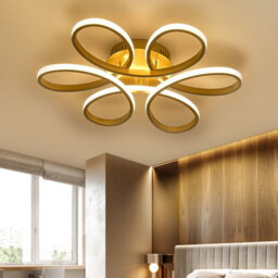 Darphe Gold Modern Curved Acrylic Led Ceiling Light, 74Cm Semi-Flush Mount Fixture In Cool White - thumbnail 7