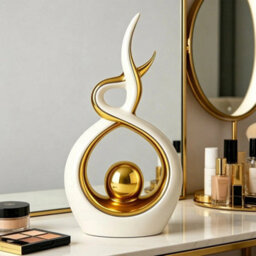 Modern Gold Abstract Ceramic Ornament Decorative Home Statue - thumbnail 1
