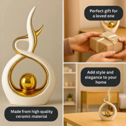 Modern Gold Abstract Ceramic Ornament Decorative Home Statue - thumbnail 2