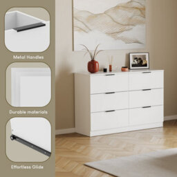 Lassic Vida Designs Trega White 6 Drawer Bedroom Chest (H) 800mm X (W) 1110mm X (D) 360mm - thumbnail 4