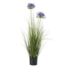 Hill Interiors Agapanthus Artificial Potted Plant Blue/green (One Size) - thumbnail 1