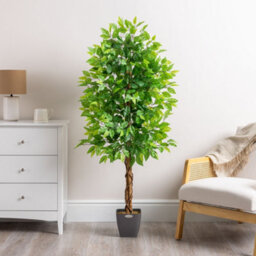 Christow Artificial Ficus Tree Realistic Faux House Plant Decoration In Pot 5Ft - thumbnail 2