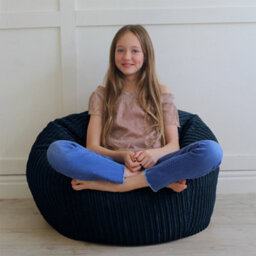 rucomfy Beanbags Rucomfy Indoor Classic Kids Bean Bag Chair - Navy Jumbo Cord Slouchbag - thumbnail 2