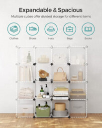 Songmics 6-Cube Storage Plastic Organiser, Wardrobe Divider, Bookcase Shelf, Shoe Rack Cabinet Shelving Unit, For Clothes Clothing Kids Toy - thumbnail 5