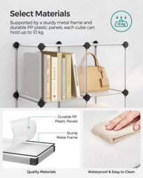 Songmics 6-Cube Storage Plastic Organiser, Wardrobe Divider, Bookcase Shelf, Shoe Rack Cabinet Shelving Unit, For Clothes Clothing Kids Toy - thumbnail 4